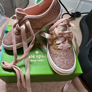 Kate Spade Glitter Sneakers with Pink Laces